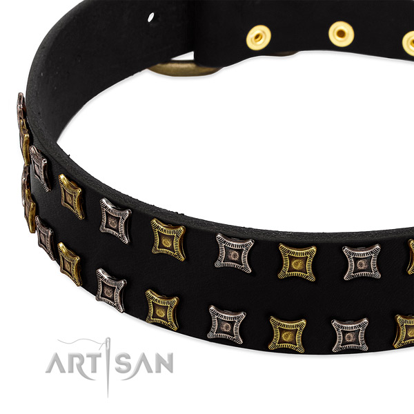 Soft full grain leather dog collar for your stylish doggie