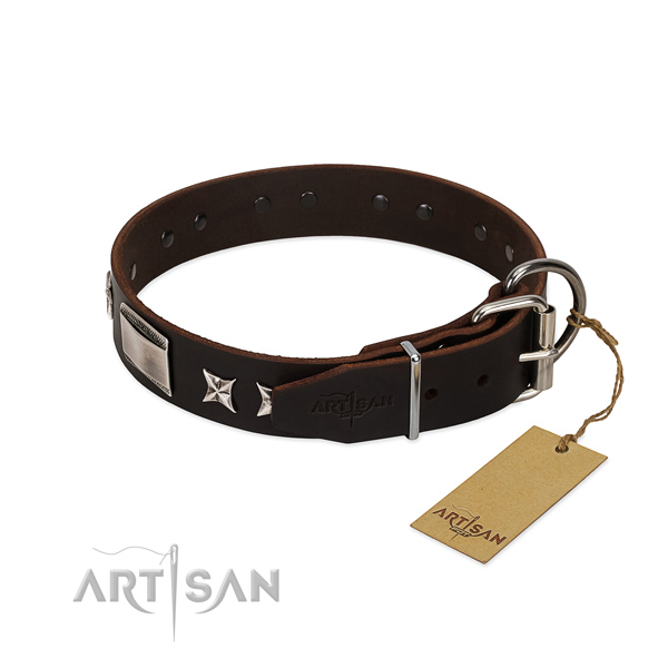 Top quality collar of full grain genuine leather for your attractive canine