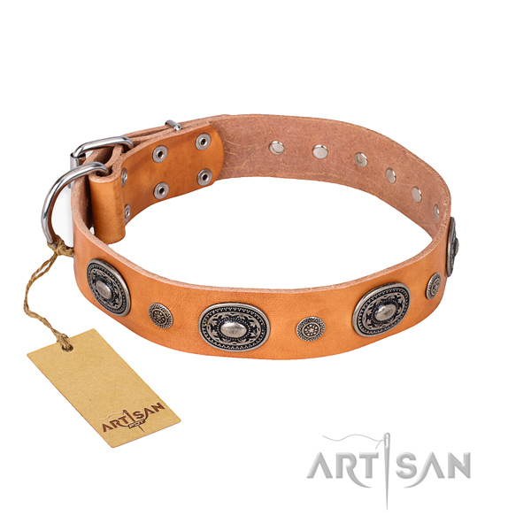 Reliable full grain natural leather collar made for your canine