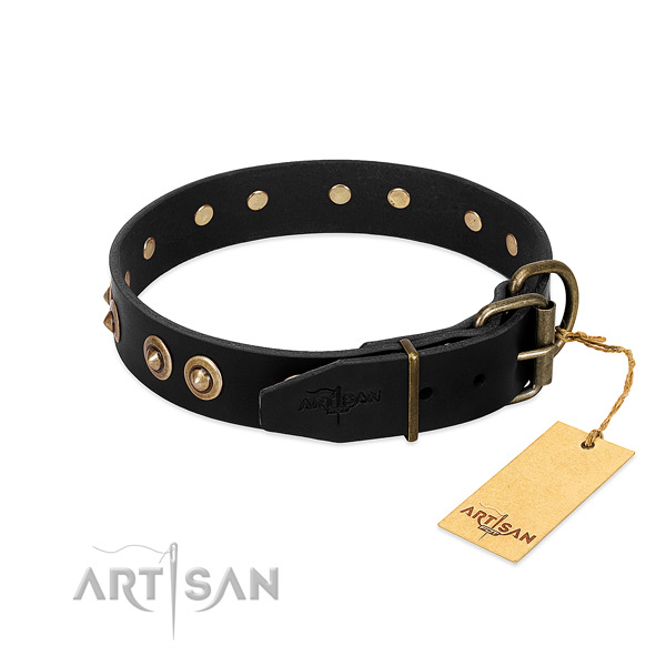 Rust resistant hardware on full grain natural leather dog collar for your canine