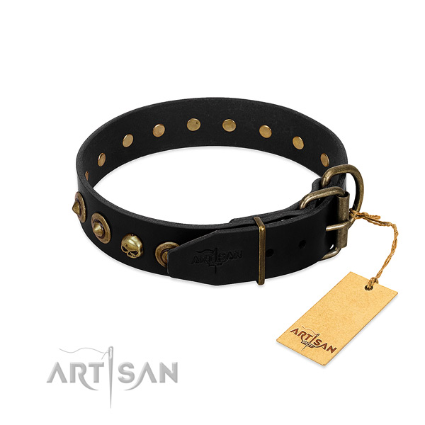 Full grain natural leather collar with remarkable embellishments for your canine