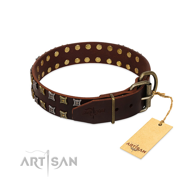 Best quality full grain natural leather dog collar crafted for your four-legged friend