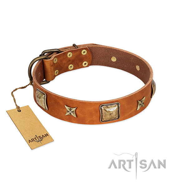 Adjustable full grain genuine leather collar for your dog
