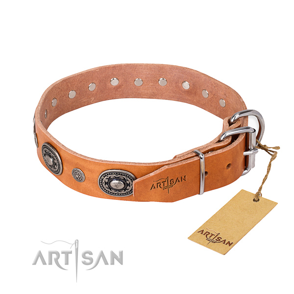 Soft genuine leather dog collar created for daily use