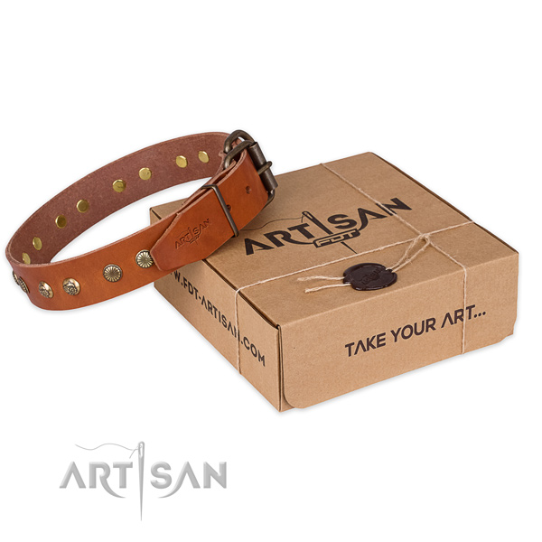 Durable fittings on genuine leather collar for your beautiful four-legged friend