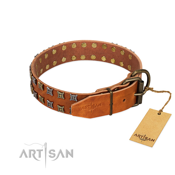 Reliable natural leather dog collar crafted for your four-legged friend