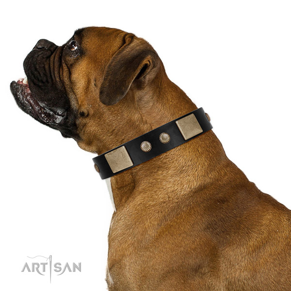 Stylish design full grain leather collar for your lovely doggie